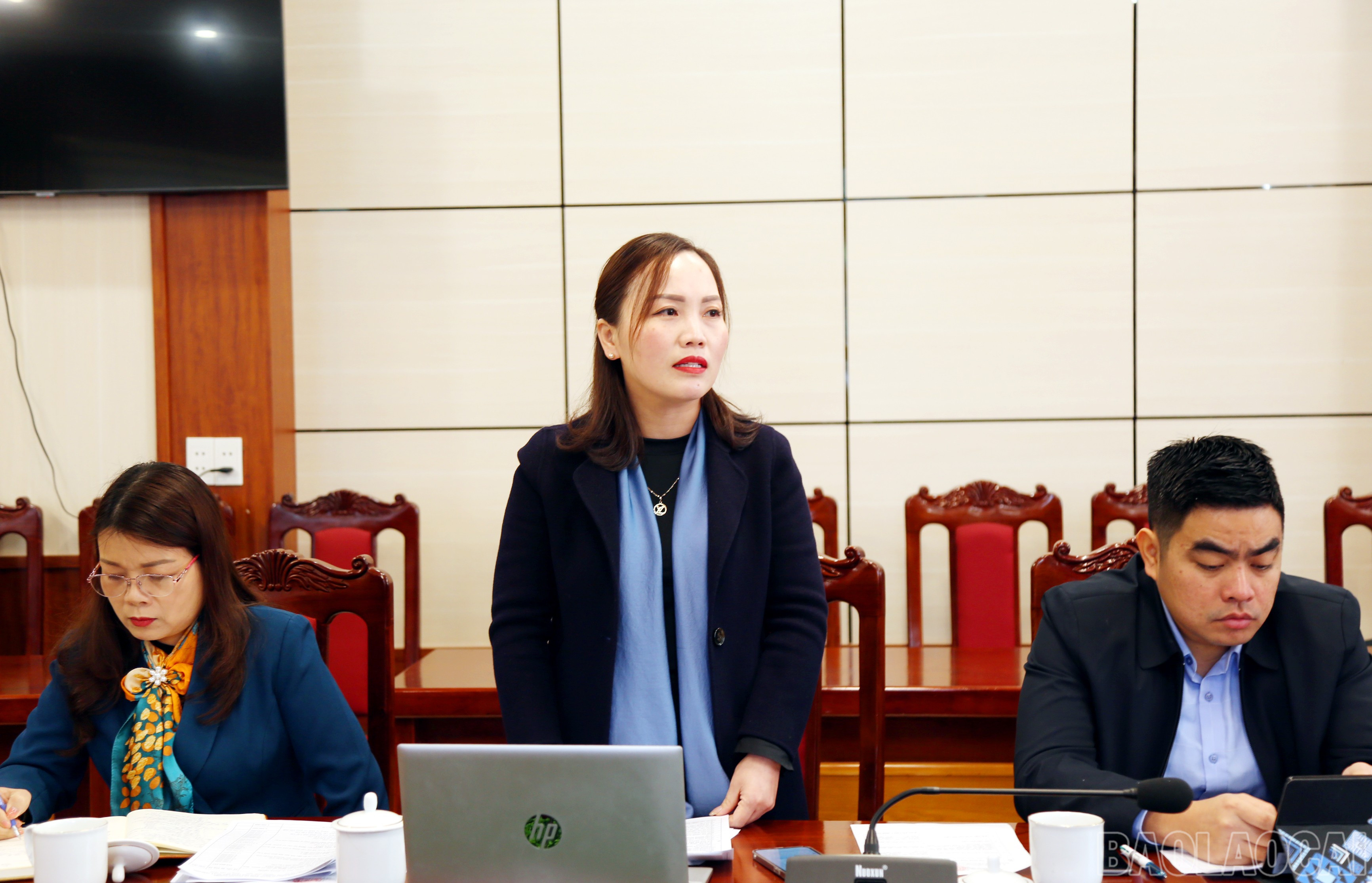 Các đại biểu phát biểu ý kiến tại hội nghị. baolaocai-br_5.jpg
