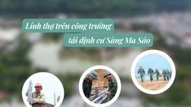 Lính thợ trên công trường tái định cư Sàng Ma Sáo