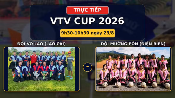 TRỰC TIẾP VTV CUP 2026 (9h30 ngày 23/8): Đội Võ Lao (Lào Cai) vs Đội Mường Pồn (Điện Biên)