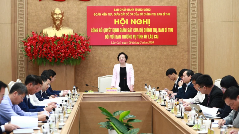 Phó Thủ tướng Chính Phủ Phạm Thị Thanh Trà chủ trì Hội nghị Công bố quyết định kiểm tra, giám sát của Bộ Chính trị, Ban Bí thư đối với Ban Thường vụ Tỉnh ủy Lào Cai