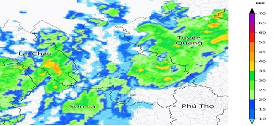 Ảnh radar thời tiết tỉnh Lào Cai lúc 05h20 ngày 04/8/2026 (Nguồn: Trung tâm Mạng lưới KTTV Quốc gia, http://hymetnet.gov.vn)