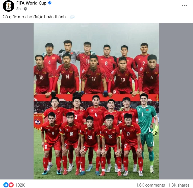 Ảnh chụp màn hình bài đăng trên tài khoản Facebook của FIFA World Cup.