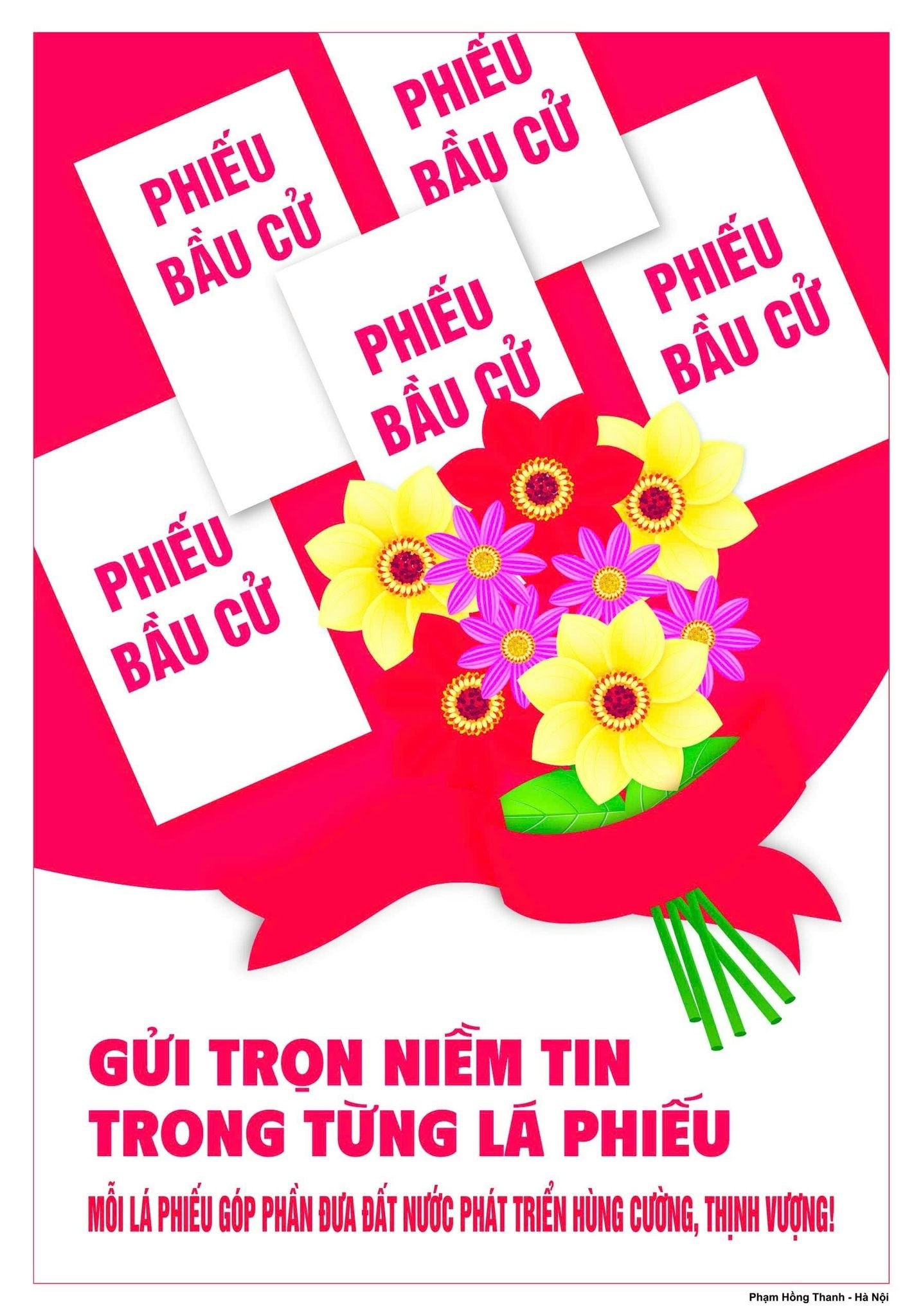Mỗi lá phiếu của cử tri là một sự ủy thác quyền lực. Tranh cổ động của Phạm Hồng Thanh