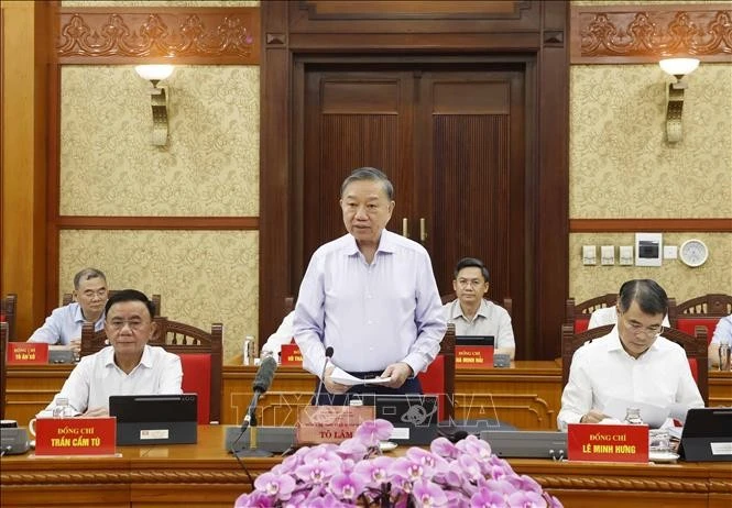 Tổng Bí thư, Chủ tịch nước Tô Lâm phát biểu chỉ đạo tại phiên họp Ban Chỉ đạo Trung ương về phát triển khoa học, công nghệ, đổi mới sáng tạo và chuyển đổi số. Ảnh: Thống Nhất/TTXVN