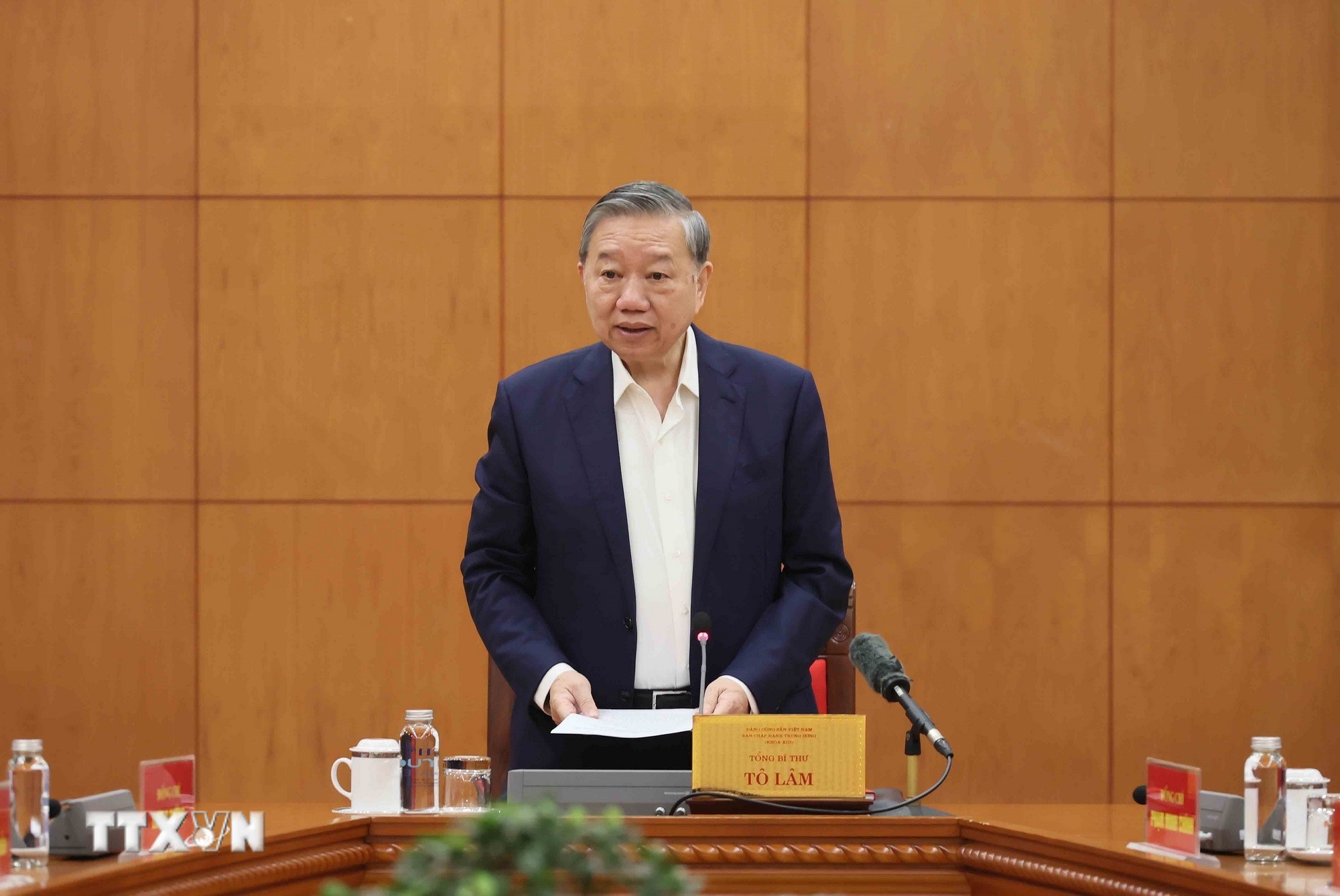 Tổng Bí thư Tô Lâm, Trưởng Tiểu ban Nhân sự Đại hội XIV của Đảng phát biểu tại Phiên họp lần thứ tư.