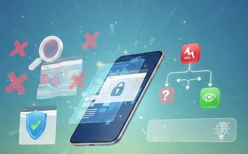 Việc hướng dẫn nhận biết các dấu hiệu của trang web giả mạo trên điện thoại thông minh là rất quan trọng. Đồ họa: Thái Bình