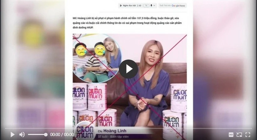 Biên tập viên Quang Minh và MC Vân Hugo đã bị xử phạt do sai phạm trong quảng cáo. (Ảnh chụp màn hình)