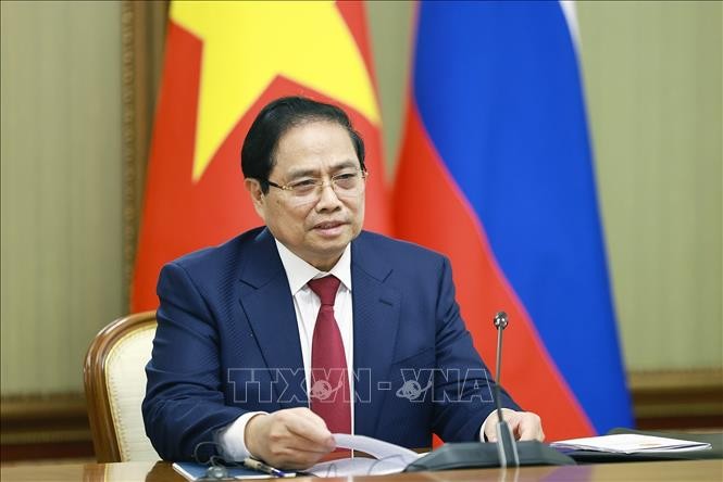 Thủ tướng Phạm Minh Chính phát biểu tại cuộc hội đàm với Thủ tướng Liên bang Nga Mikhail Mishustin.