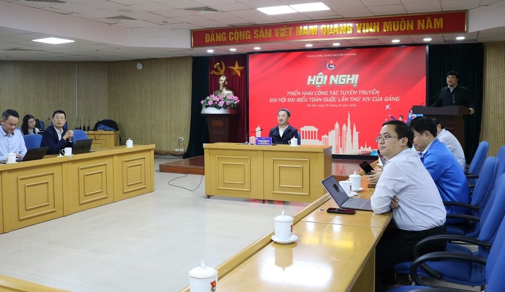 Quang cảnh điểm cầu tại Trung ương Đoàn.