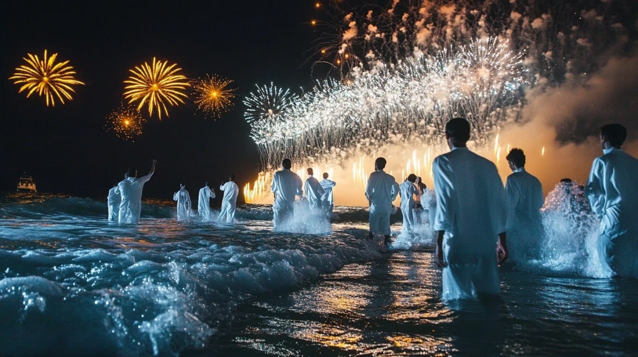 Ở Brazil, người ta nhảy qua bảy con sóng và ước một điều ước mỗi lần.