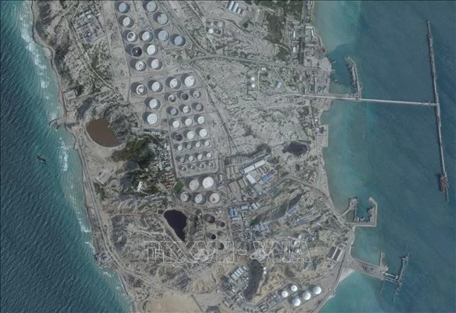 (Hình ảnh từ vệ tinh) Quang cảnh đảo Kharg của Iran, ngày 25/2/2026.