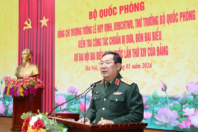 Thượng tướng Lê Huy Vịnh phát biểu chỉ đạo tại buổi kiểm tra.