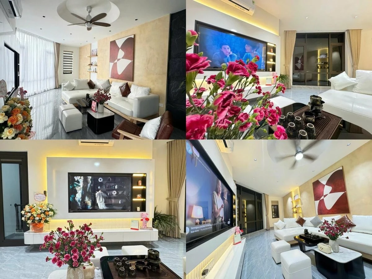 Thay vì trang trí cầu kỳ, chị Lan Anh chọn cách bày biện căn nhà ưu tiên sự gọn gàng, đơn giản, nhiều hoa tươi mang lại không khí mùa xuân