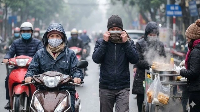 Người dân cần che chắn, giữ ấm vùng mặt khi ra ngoài để phòng ngừa liệt mặt mùa đông.