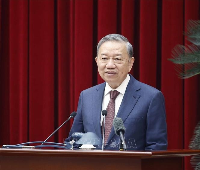 Tổng Bí thư Tô Lâm phát biểu.