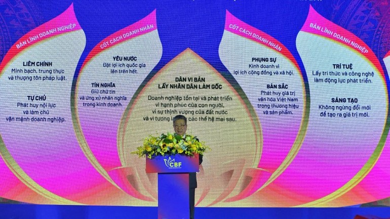 Ông Hồ Anh Tuấn khẳng định 12 giá trị cốt lõi của Bộ giá trị Văn hóa Kinh doanh Việt Nam.