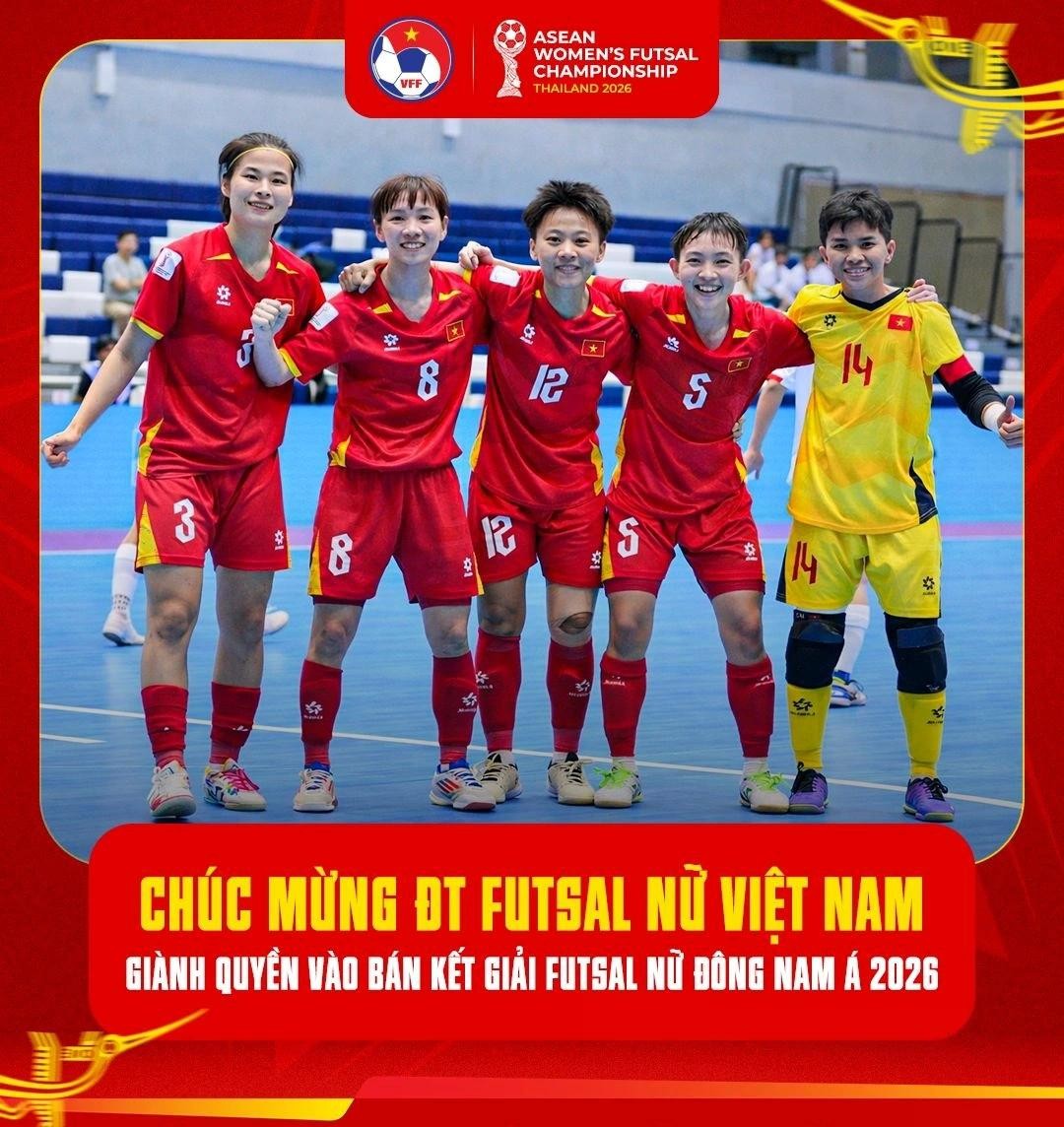 ĐT futsal nữ Việt Nam đối đầu Thái Lan ở bán kết futsal Đông Nam Á 2026.