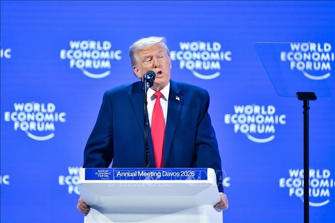 Tổng thống Mỹ Donald Trump phát biểu tại hội nghị Diễn đàn Kinh tế Thế giới (WEF) ở Davos, Thụy Sĩ, ngày 21/1/2026.