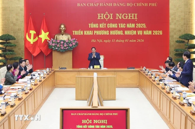 Sáng 11/1, tại Hà Nội, đồng chí Phạm Minh Chính, Ủy viên Bộ Chính trị, Bí thư Đảng ủy, Thủ tướng Chính phủ chủ trì Hội nghị tổng kết công tác năm 2025 và triển khai phương hướng, nhiệm vụ năm 2026 của Ban Chấp hành Đảng bộ Chính phủ.