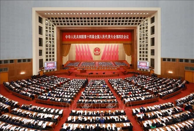 Toàn cảnh lễ khai mạc kỳ họp thứ tư Đại hội Đại biểu Nhân dân toàn quốc (Nhân đại - tức Quốc hội) Trung Quốc khóa XIV ở Bắc Kinh, ngày 5/3/2026.