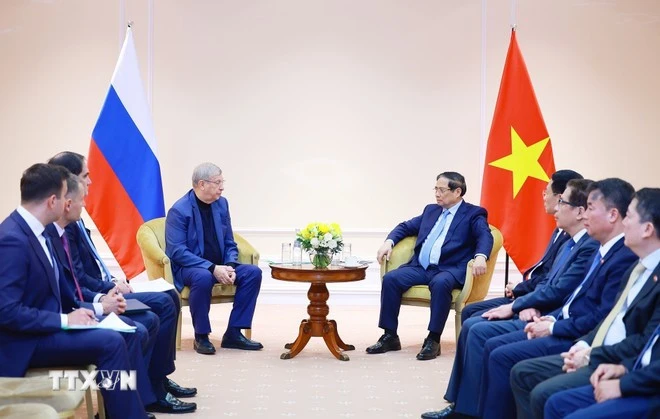 Thủ tướng Phạm Minh Chính tiếp ông Vladimir Yevtushenkov - Nhà sáng lập Công ty Cổ phần đại chúng AFK Sistema, Nga.