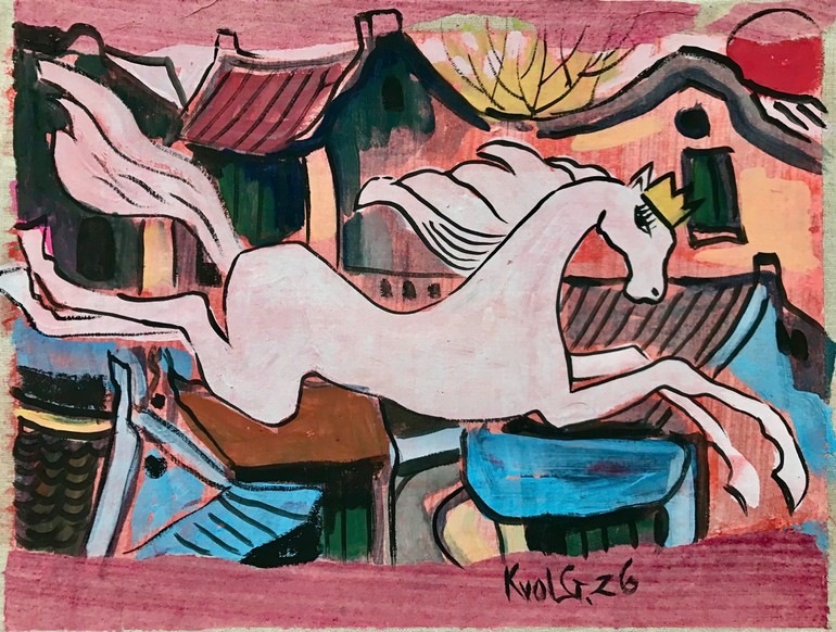 Một trong những tác phẩm hiếm hoi về ngựa phi nước đại trong bộ tranh.