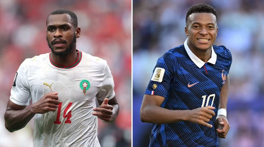Issa Diop (Morocco) và Kylian Mbappé (Pháp).