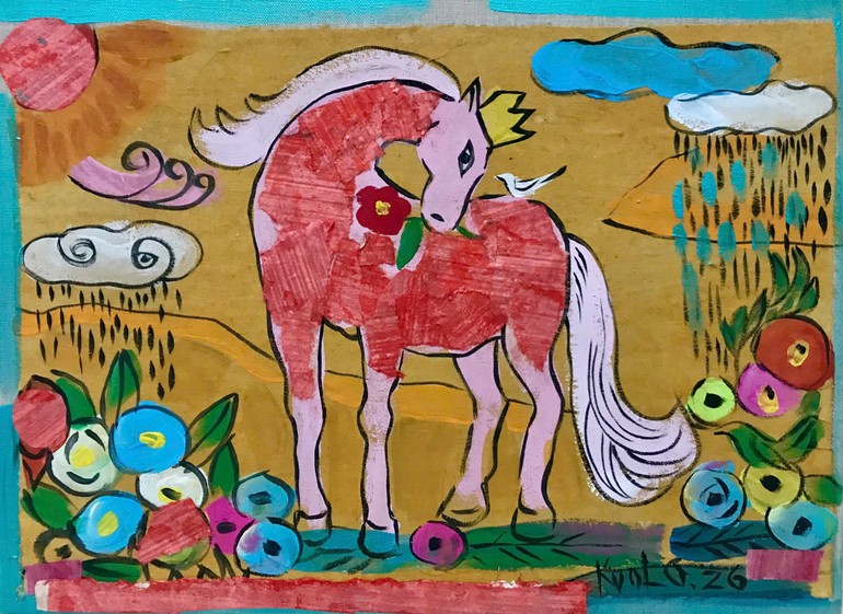 Bên cạnh cá tính, tranh còn mang tới cảm xúc trong sáng, hồn nhiên.