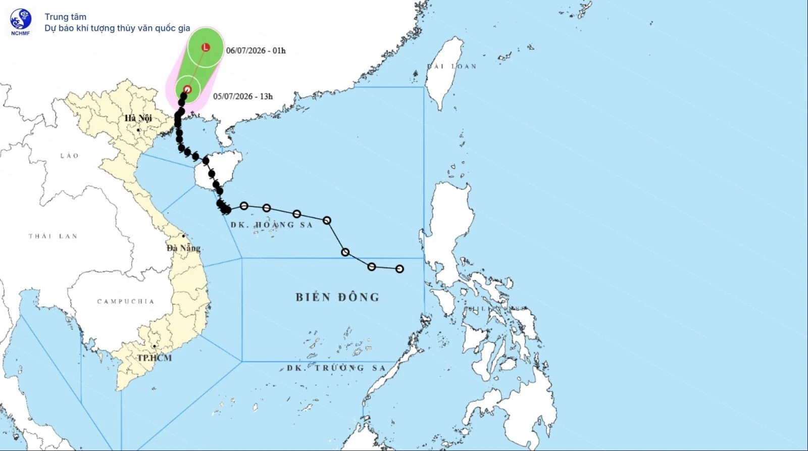 Tin cuối cùng về cơn bão số 1. Ảnh: nchmf.gov.vn
