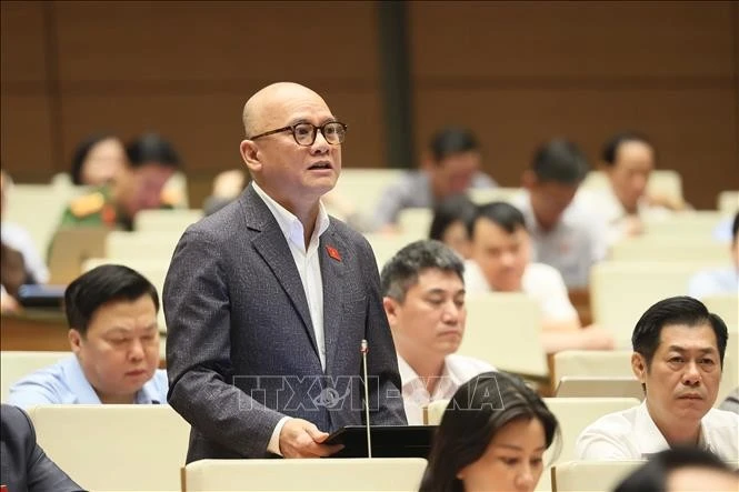 Đại biểu Quốc hội tỉnh Đắk Lắk Bế Trung Anh phát biểu.