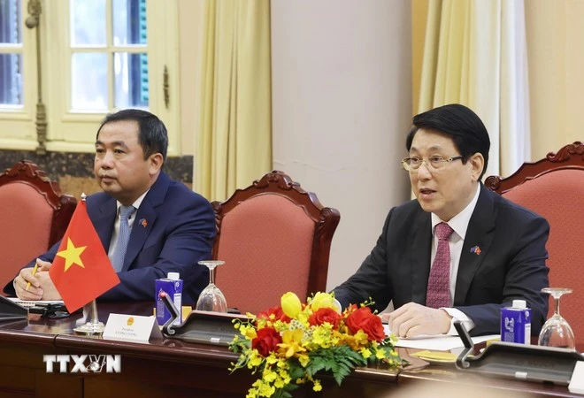 Chủ tịch nước Lương Cường phát biểu.