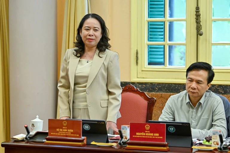 Phó Chủ tịch nước Võ Thị Ánh Xuân phát biểu tại cuộc họp.