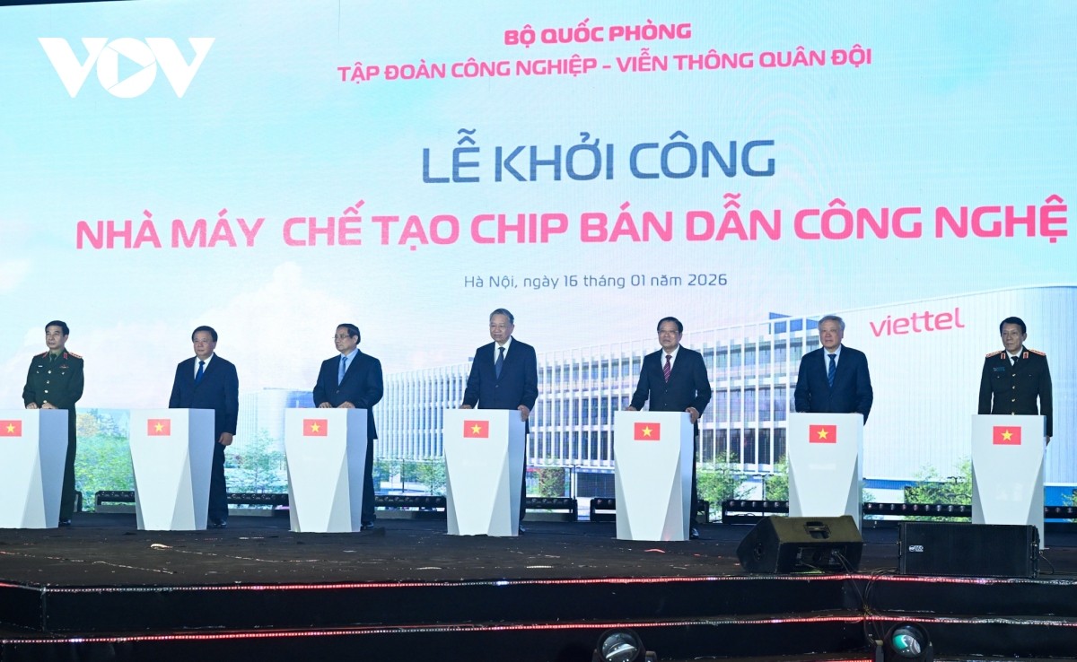 Lãnh đạo Đảng, Nhà nước thực hiện nghi thức khởi công Nhà máy chế tạo chip bán dẫn công nghệ cao