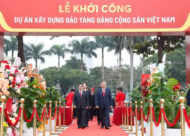 Tổng Bí thư Tô Lâm, Thủ tướng Phạm Minh Chính dự Lễ khởi công dự án xây dựng Bảo tàng Đảng Cộng sản Việt Nam.