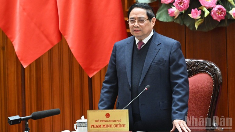 Thủ tướng Phạm Minh Chính phát biểu ý kiến chỉ đạo phiên họp.