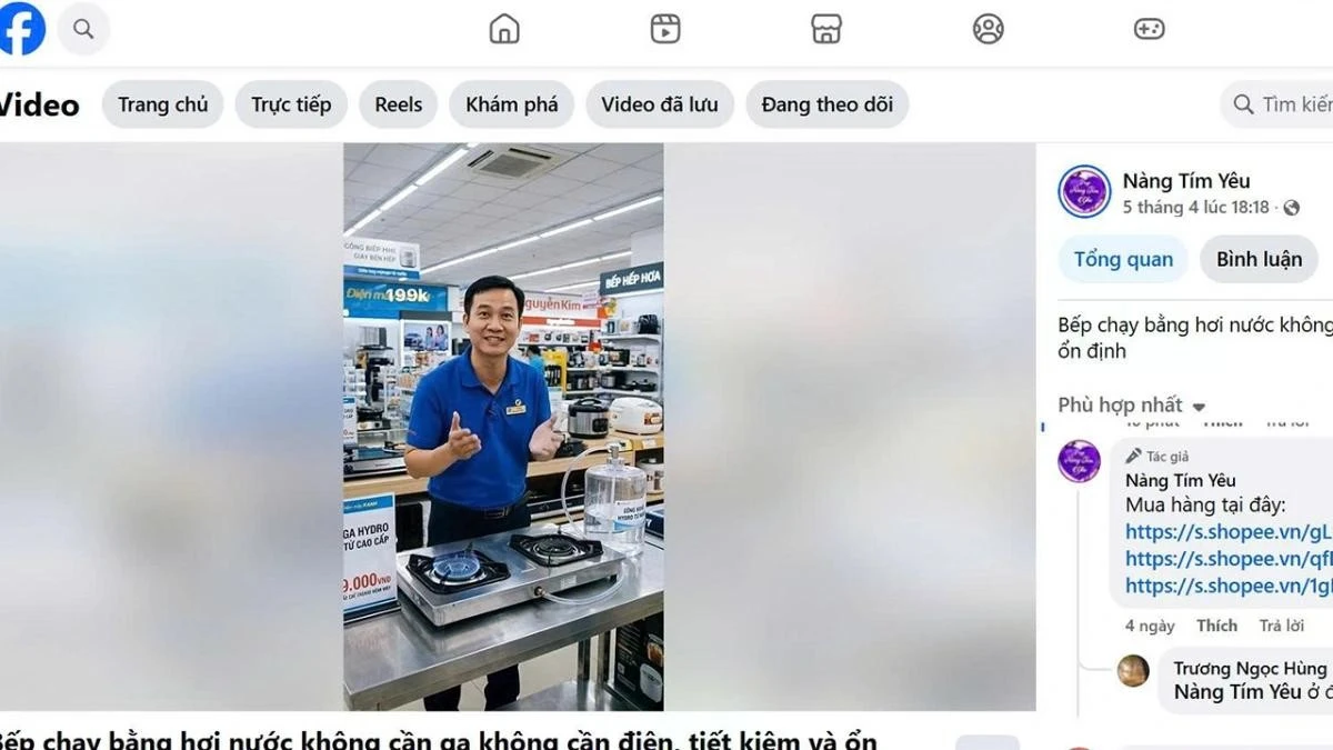 Bên dưới các video thường gắn 3 - 4 đường link dẫn tới gian hàng trên sàn thương mại điện tử của Shopee.