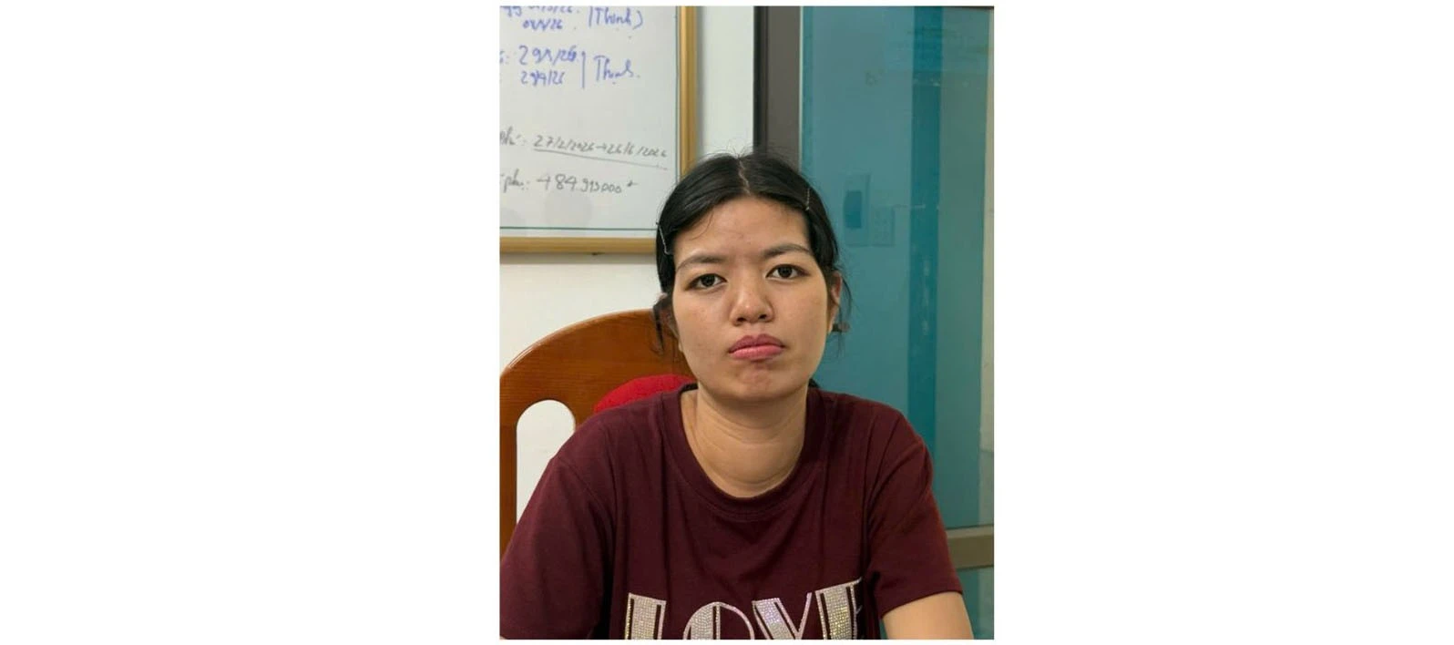 Đối tượng Chu Thị Hòa tại cơ quan điều tra.