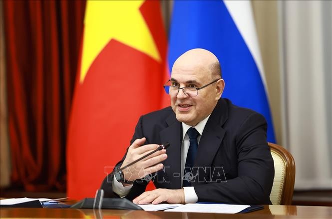 Thủ tướng Liên bang Nga Mikhail Mishustin phát biểu.