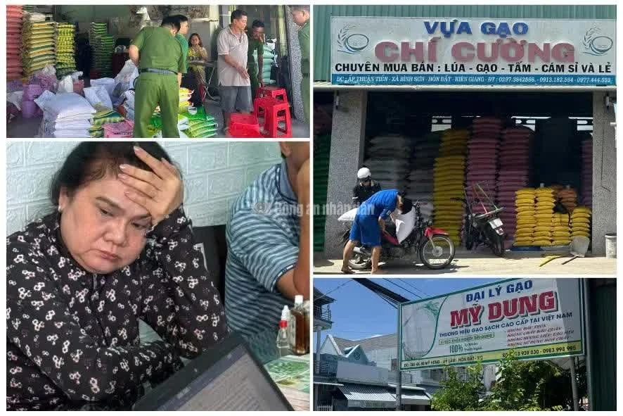 Cơ quan Công an kiểm tra 2 cơ sở kinh doanh gạo.