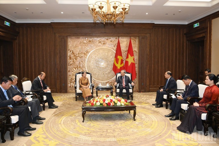 Quang cảnh buổi tiếp tại Trụ sở Trung ương Đảng. (Ảnh: ĐĂNG KHOA)