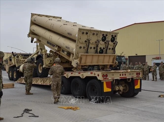 Lực lượng Mỹ tại Hàn Quốc diễn tập khẩu đội tên lửa THAAD ở Pyeongtaek, phía Nam thủ đô Seoul. Ảnh tư liệu: Yonhap/TTXVN