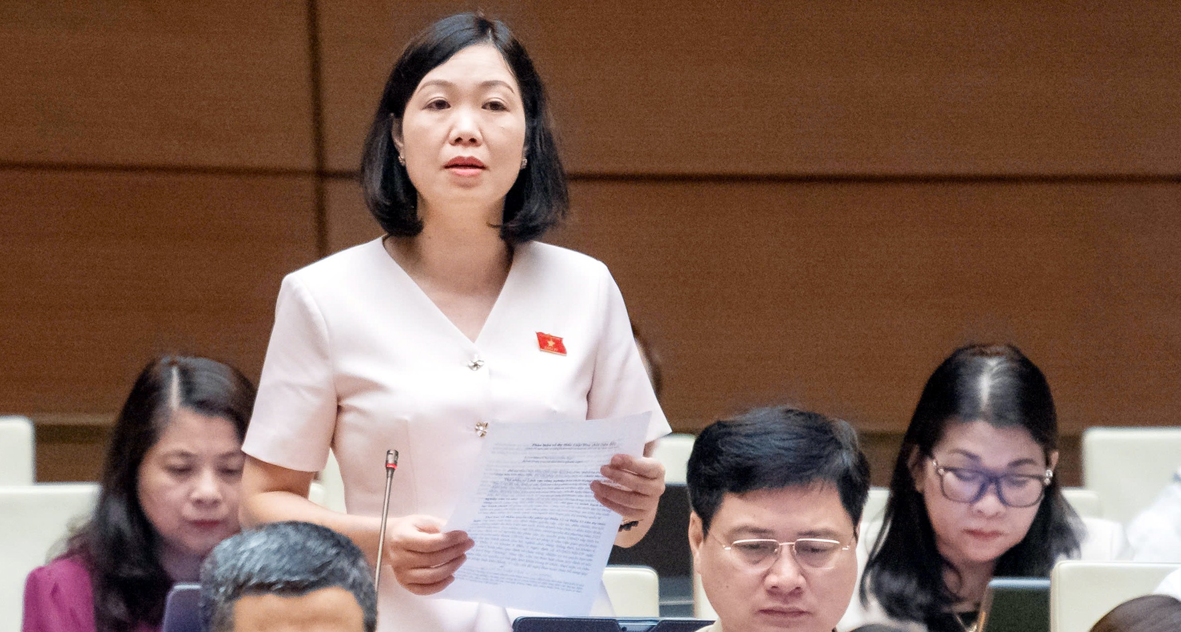 Đại biểu Nguyễn Thị Lan Anh tham gia ý kiến đối với Dự thảo Luật Hóa chất (sửa đổi). qhs8525.jpg