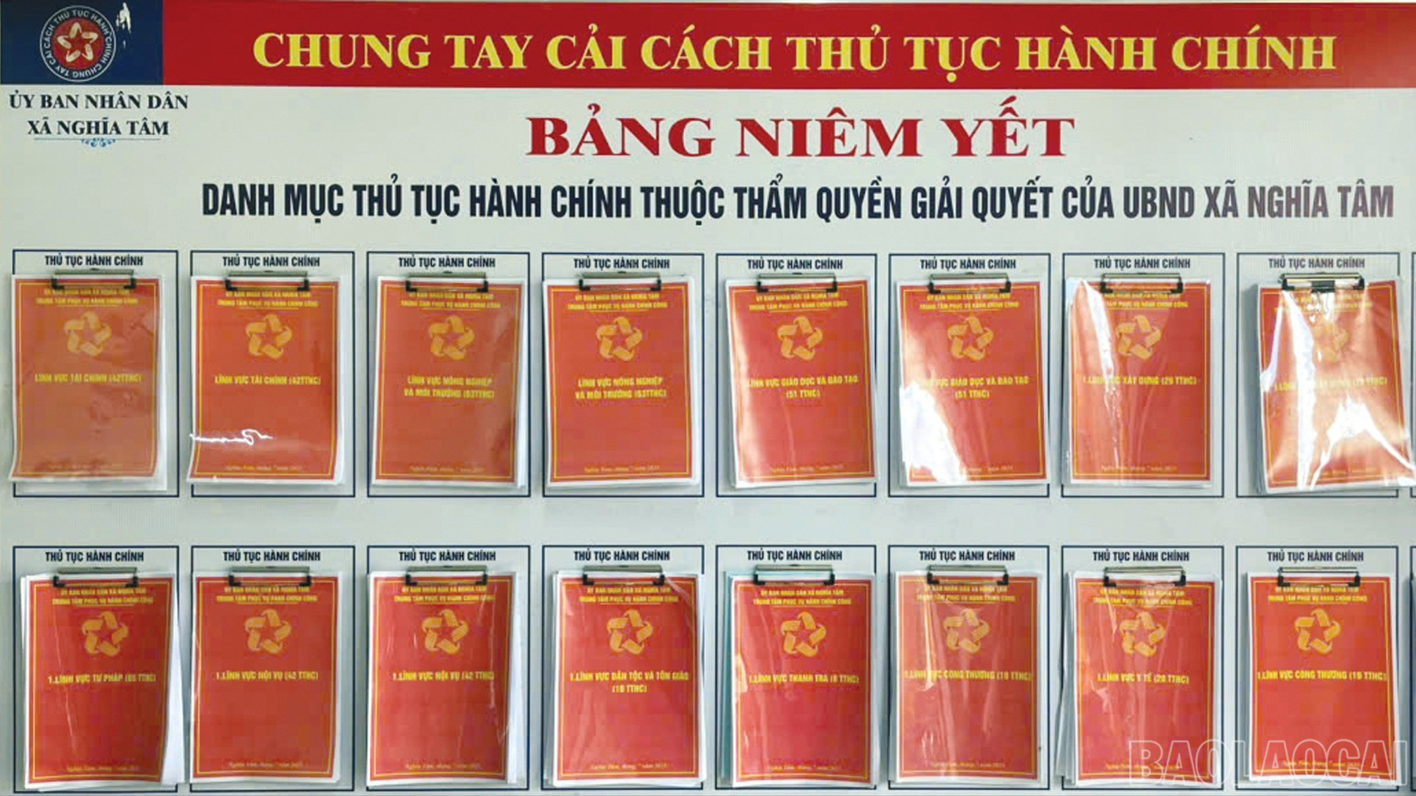 Danh mục thủ tục hành chính thuộc thẩm quyền giải quyết của UBND xã được niêm yết công khai theo từng lĩnh vực. baolaocai-br_22-8187-3592.jpg