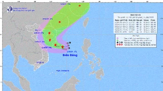 Hướng di chuyển của bão số 1.