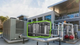 Bể lưu trữ băng tr&#111;ng hệ thống pin băng của Trane Technologies.