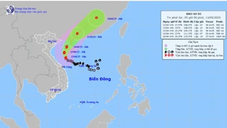 Bão số 1 giật cấp 13, liên tục đổi hướng