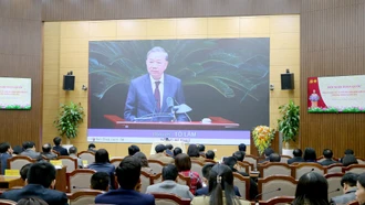 Quang cảnh Hội nghị toàn quốc tổng kết công tác tổ chức xây dựng Đảng năm 2024, triển khai nhiệm vụ năm 2025 tại điểm cầu tỉnh Yên Bái.