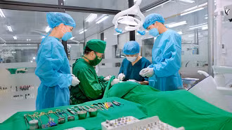 Ê kíp bác sĩ phẫu thuật cấy ghép implant cho bệnh nhân tại Phòng khám nha khoa Hà Nội Đại Anh. (Ảnh minh họa).