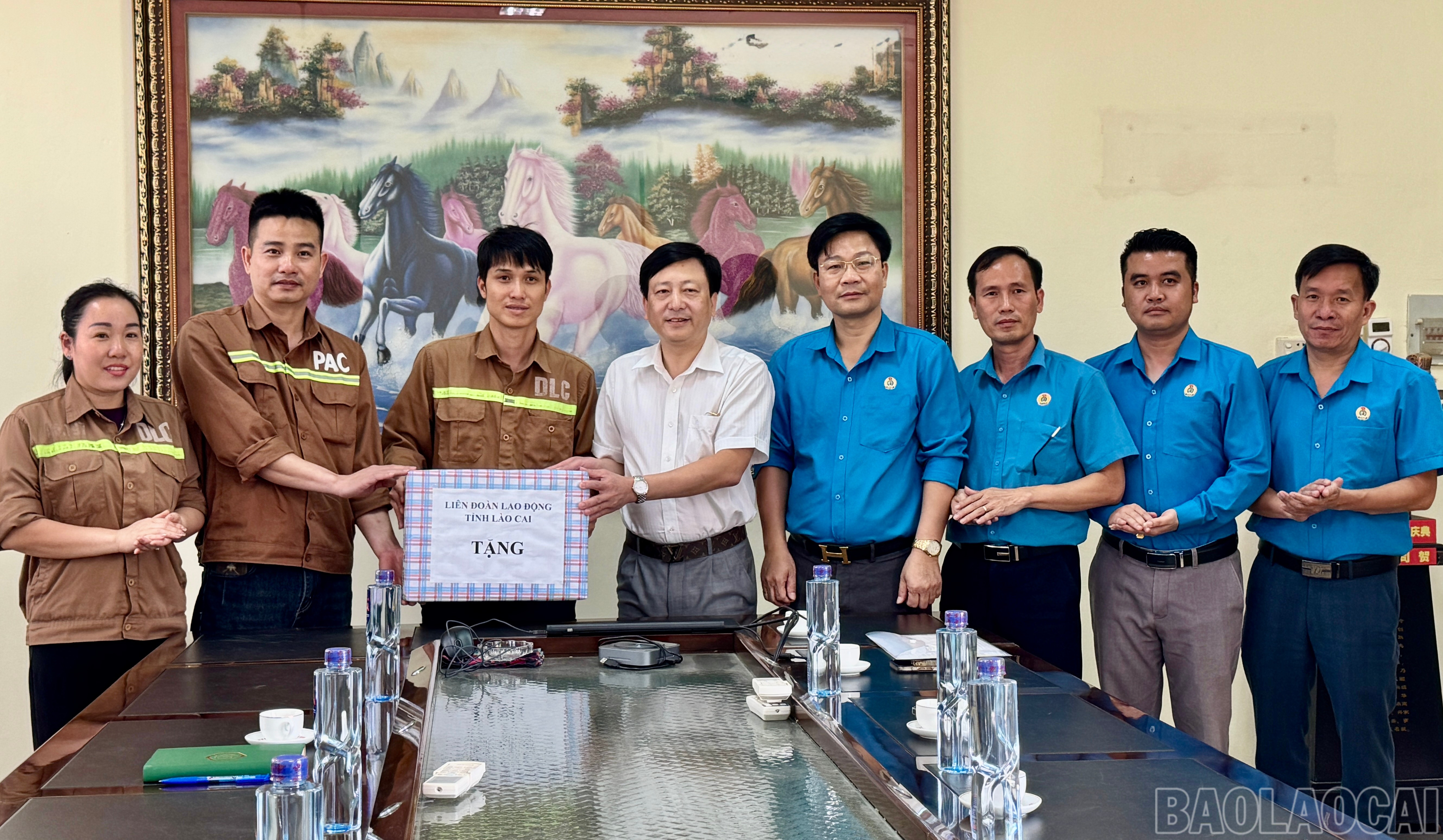 Đoàn công tác của Liên đoàn Lao động tỉnh tặng quà đoàn viên, người lao động Công ty TNHH MTV Hóa chất Đức Giang Lào Cai. baolaocai-br_img-5027.jpg
