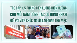 [Infographic] Trợ cấp 1,5 tháng tiền lương hiện hưởng cho mỗi năm công tác có đóng BHXH đối với viên chức, người lao động thôi việc